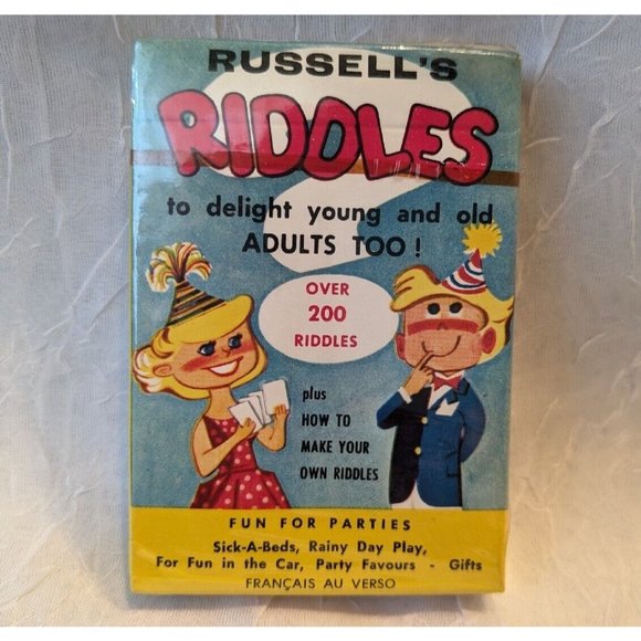 NOS Russells Riddles Card Games Sealed Vtg English French Lithograph Canada 200 - Picture 1 of 12